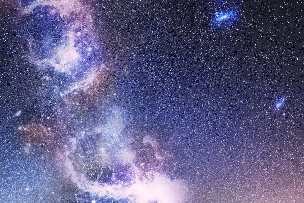 cosmos pink, purple, blue galaxies