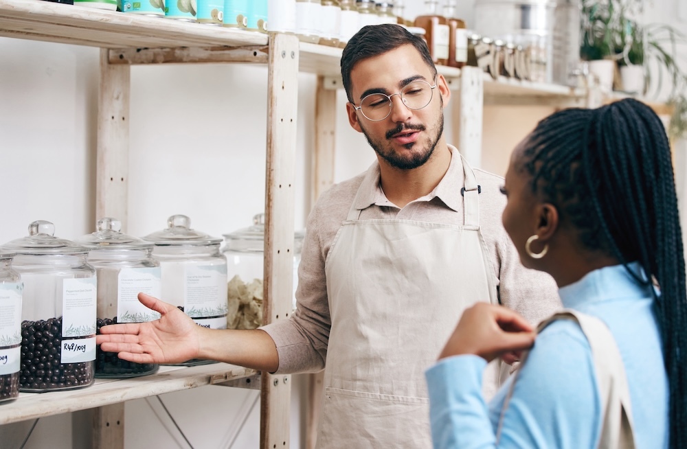 Woman in a zero waste supermarket