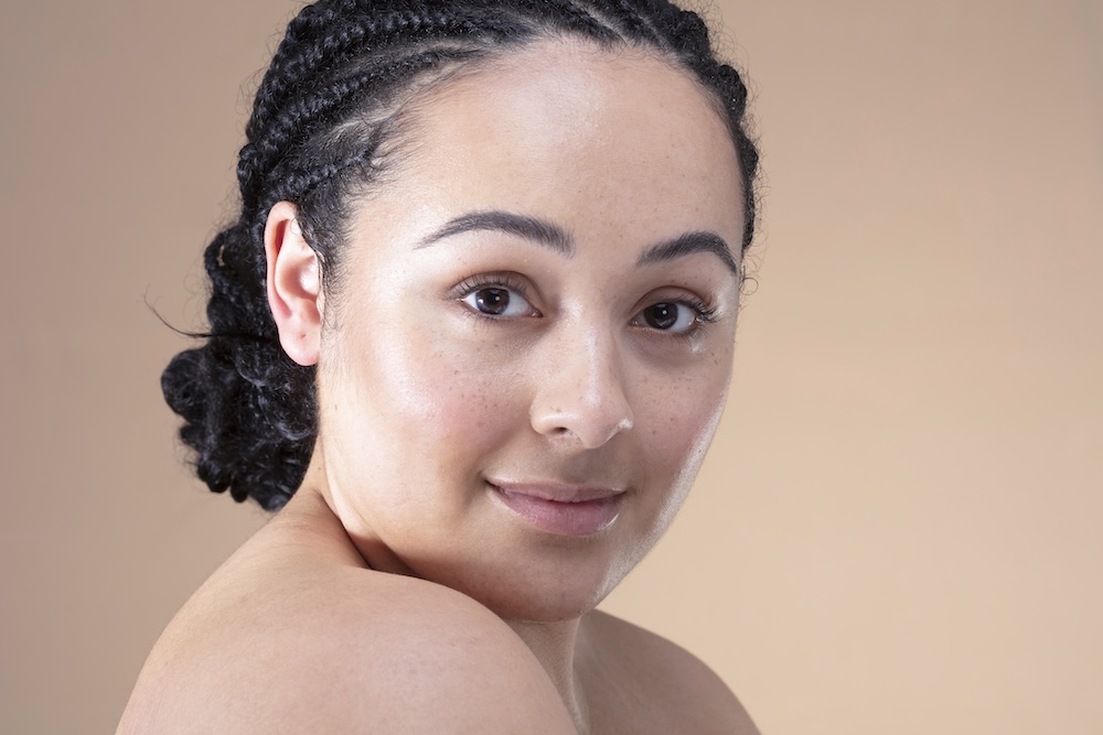 Woman with supple hydrated skin