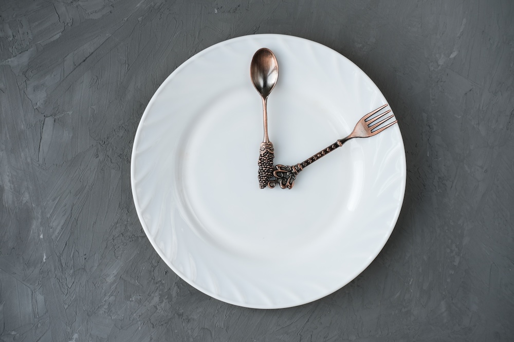 empty plate with spoon and fork concept of time