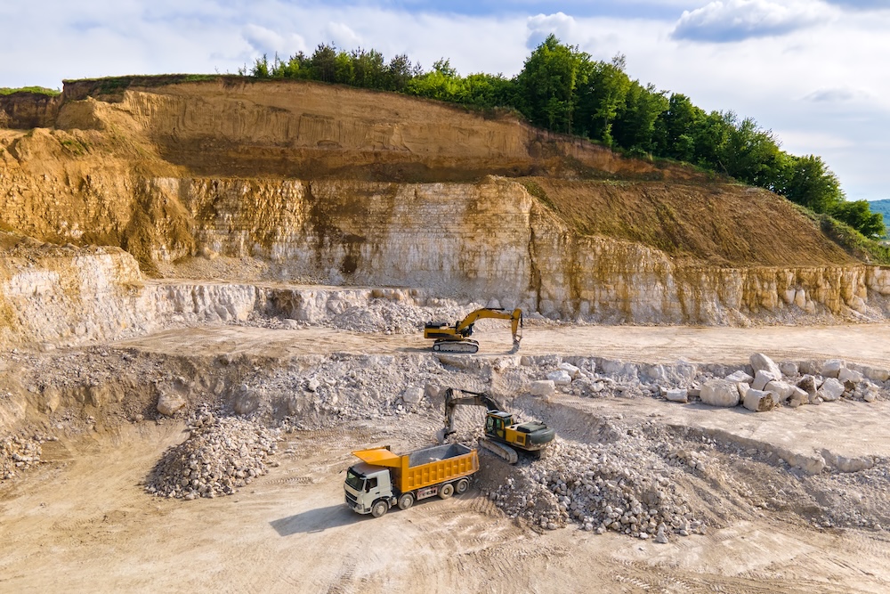 Open pit mining on a construction site