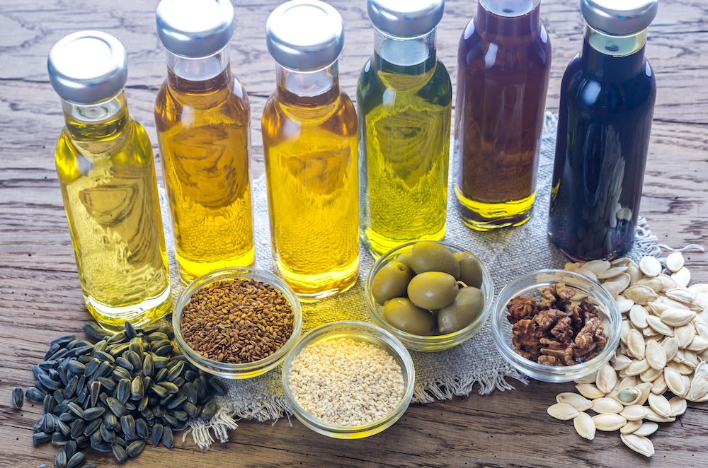 Culinary oils in glass bottles