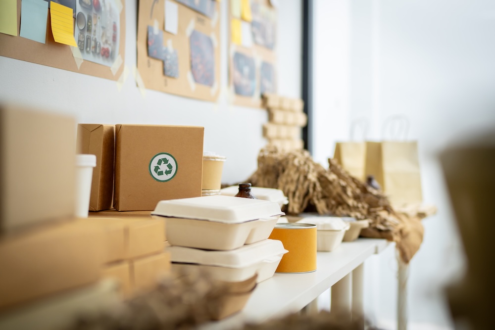 sustainable packaging with recycle label