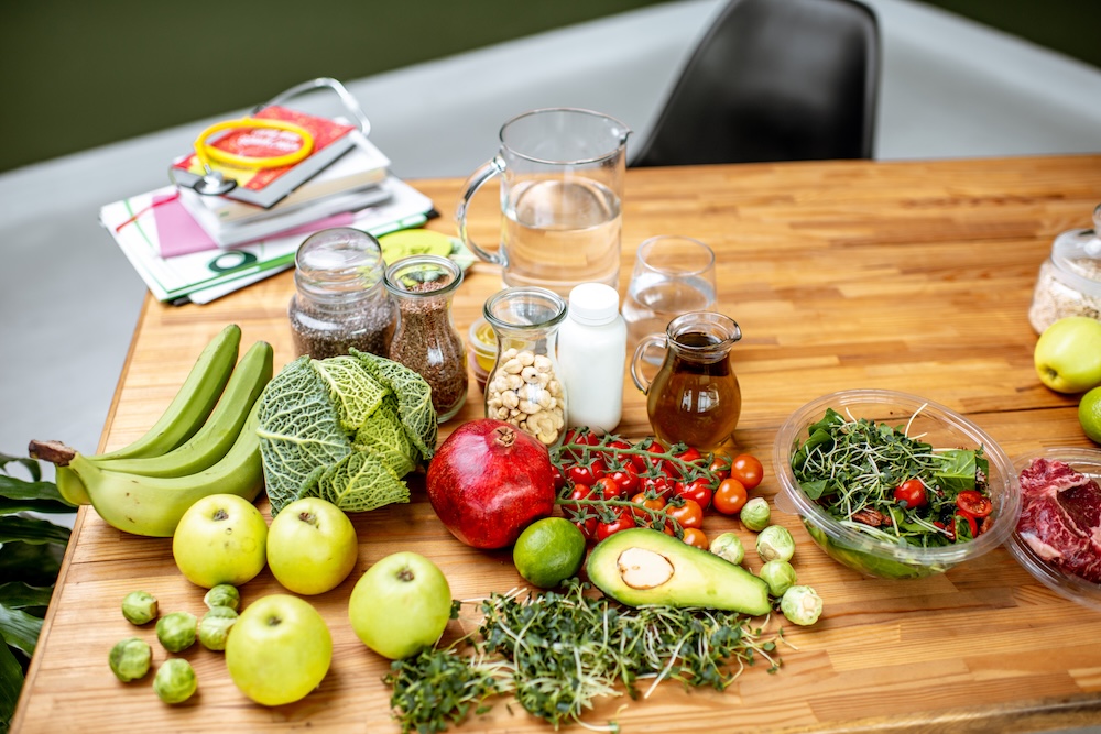 healthy foods grouped on a table