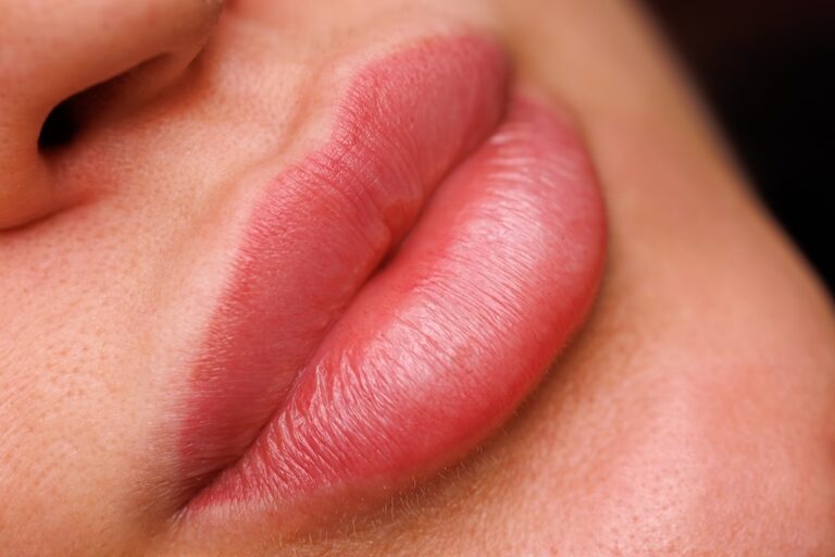 woman with plump glossy lips