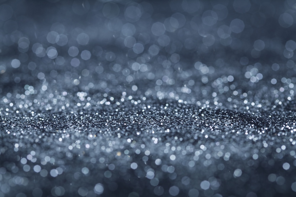 fragments and dust of blue metal debris