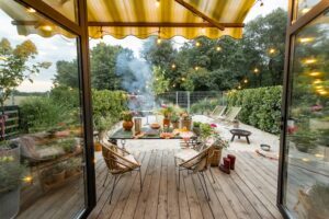 cozy backyard oasis garden and dining