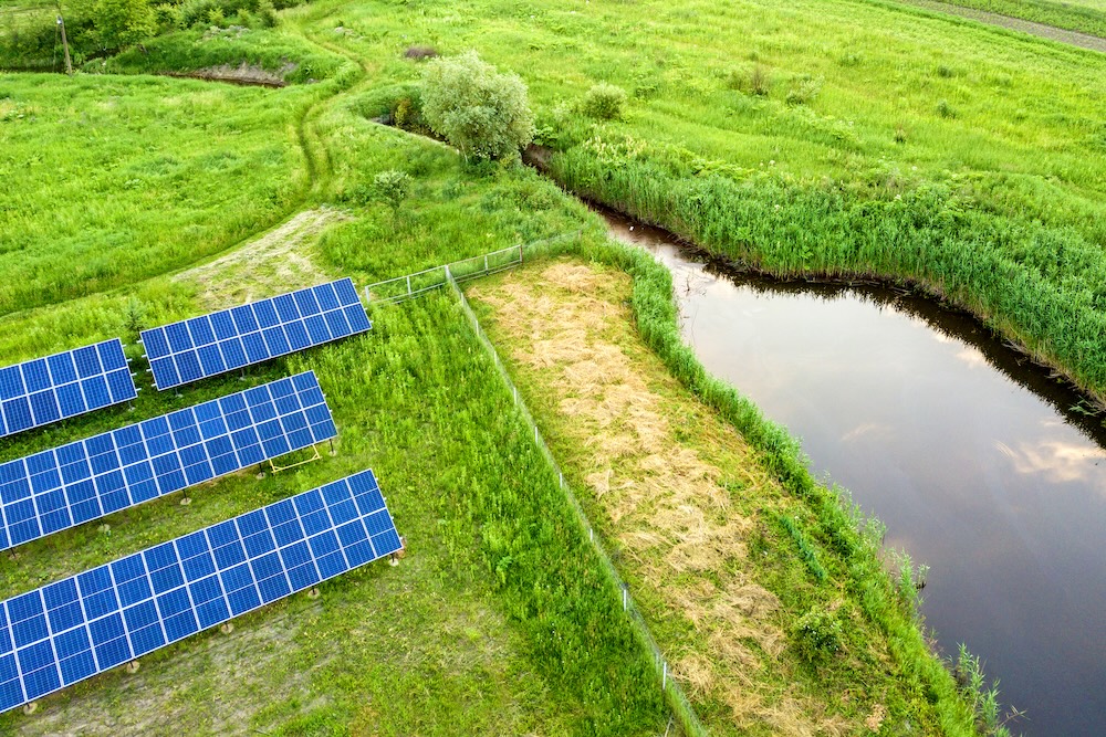solar panels by water supply