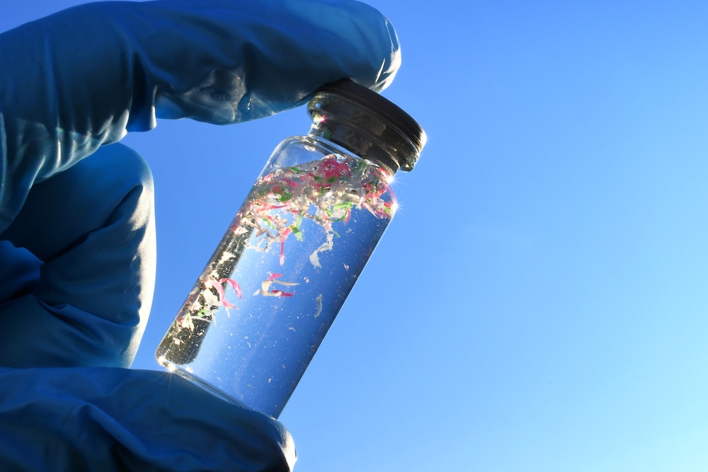 microplastic samples in a clear vial