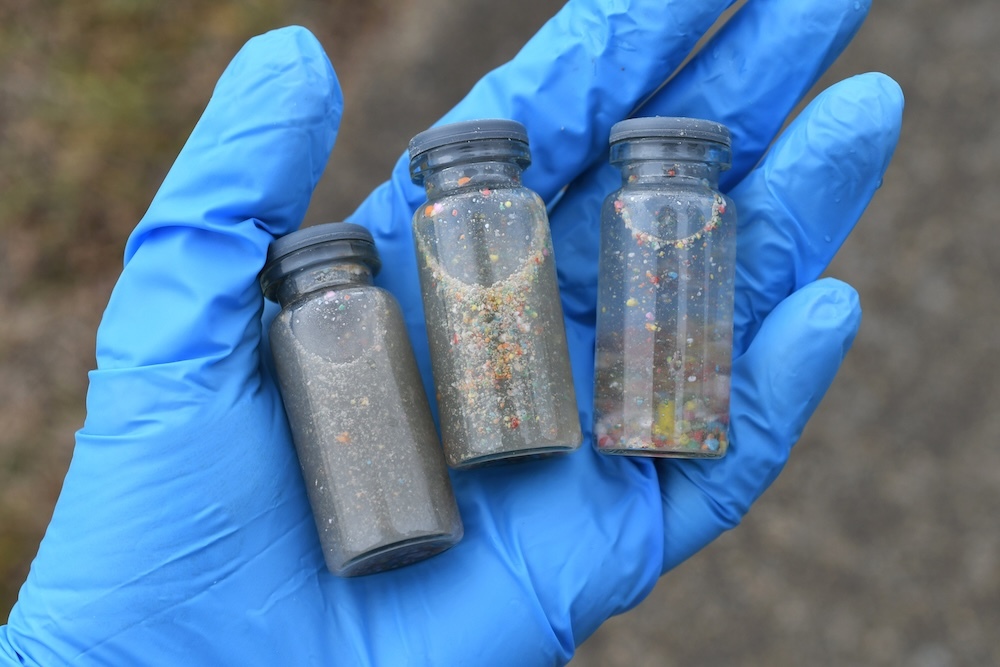 microplastics in water testing tube