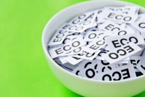 bowl full of the world eco on a green background