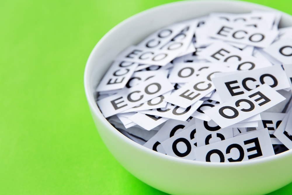 bowl full of the world eco on a green background