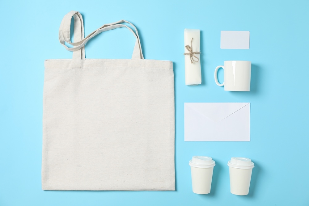 brand-able items and swag on a table