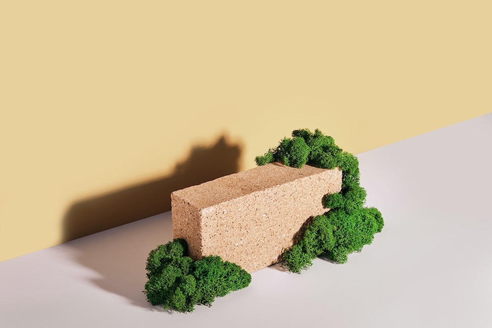 brick made out of moss and sustainable materials
