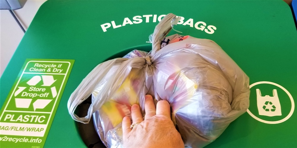 plastic bag recycling container for the public