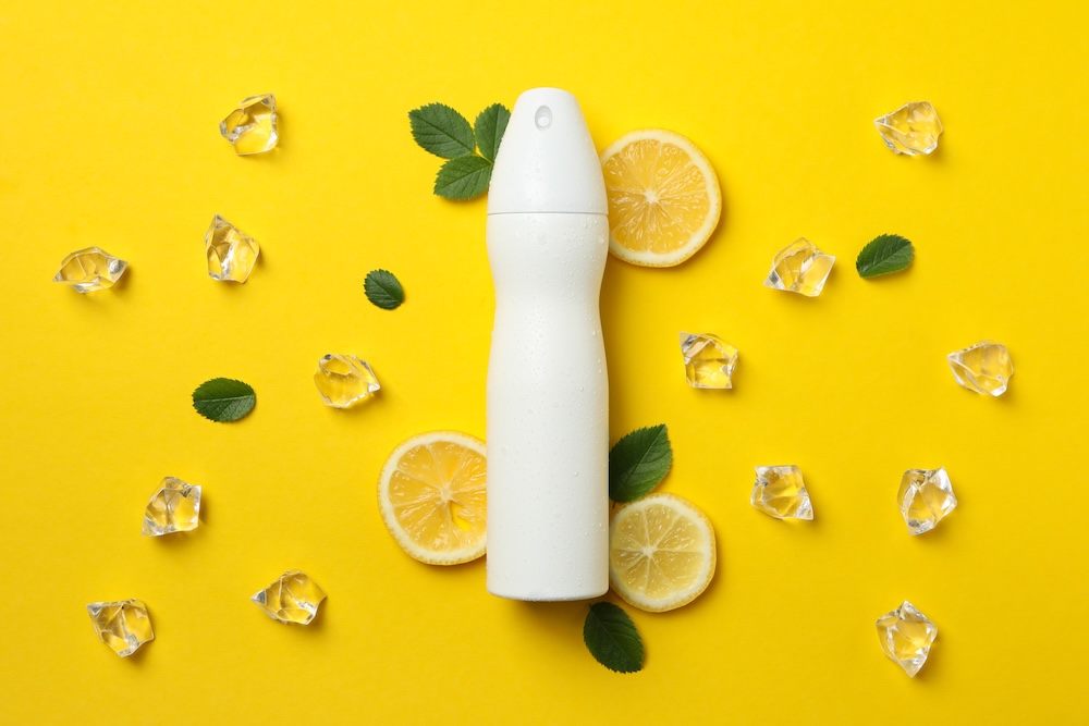 Can of lemon sent underarm aerosol spray
