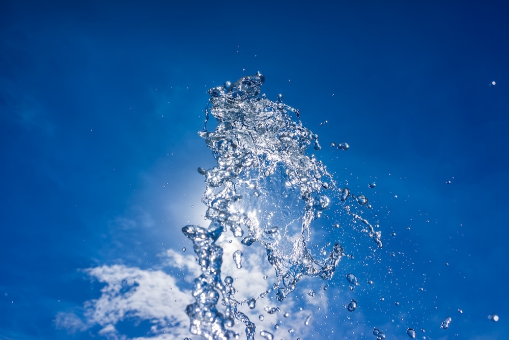 water bubbles and droplets on a blue background
