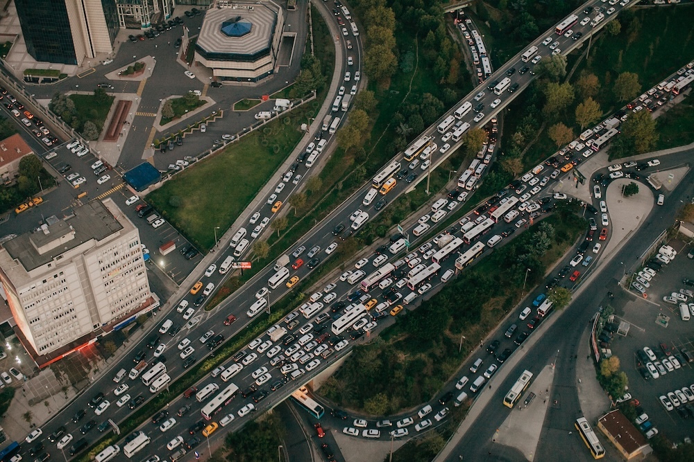 traffic jam on a large city highway