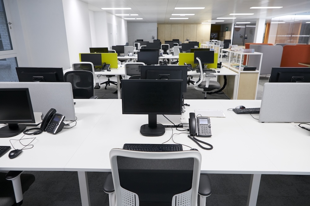 empty off with workstations in rows