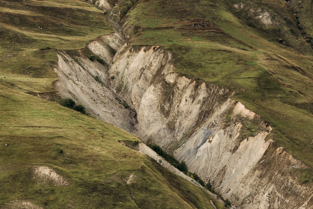 caucasus mountains with tectonic activity happened