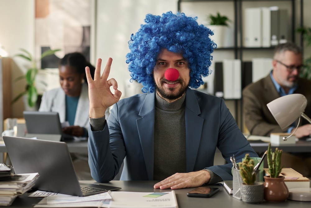 clown in charge of employees