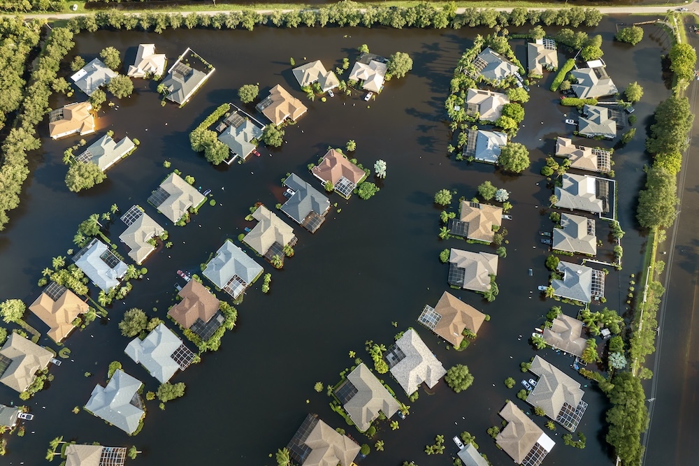 hurricane caused flooding in residential area
