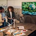 environmentalist discussing renewable energy for the earth