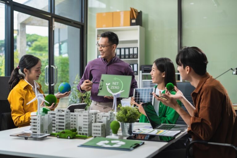 people working at a net zero renewable energy company