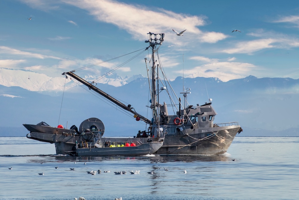 fishing boat out on the pacific ocean