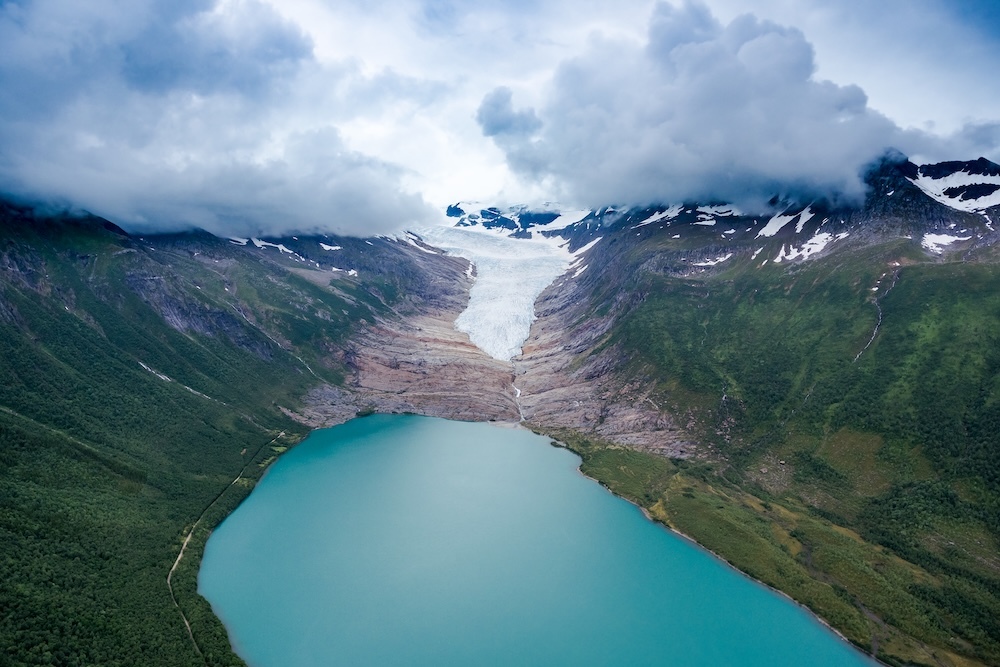 glacier and lake in norway