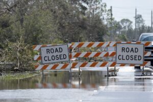 Flooded street in florida after a hurricane