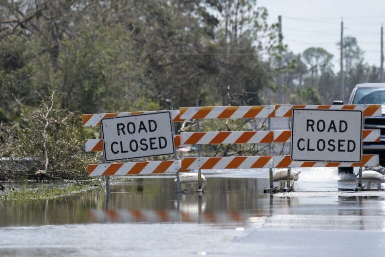 Flooded street in florida after a hurricane