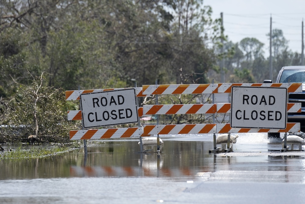 Flooded street in florida after a hurricane