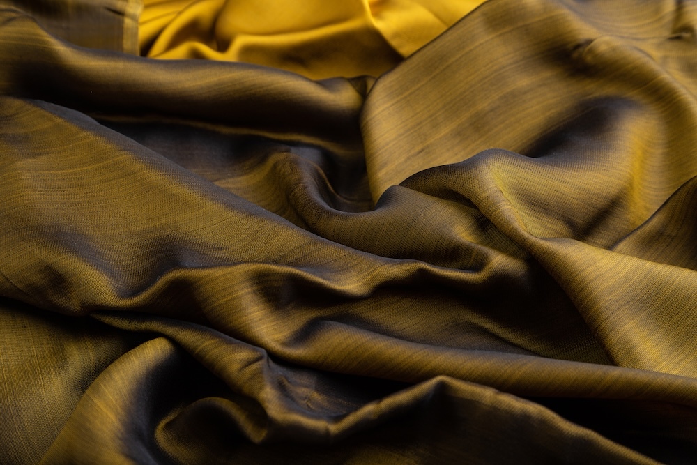 Dark gold and yellow silk fabric