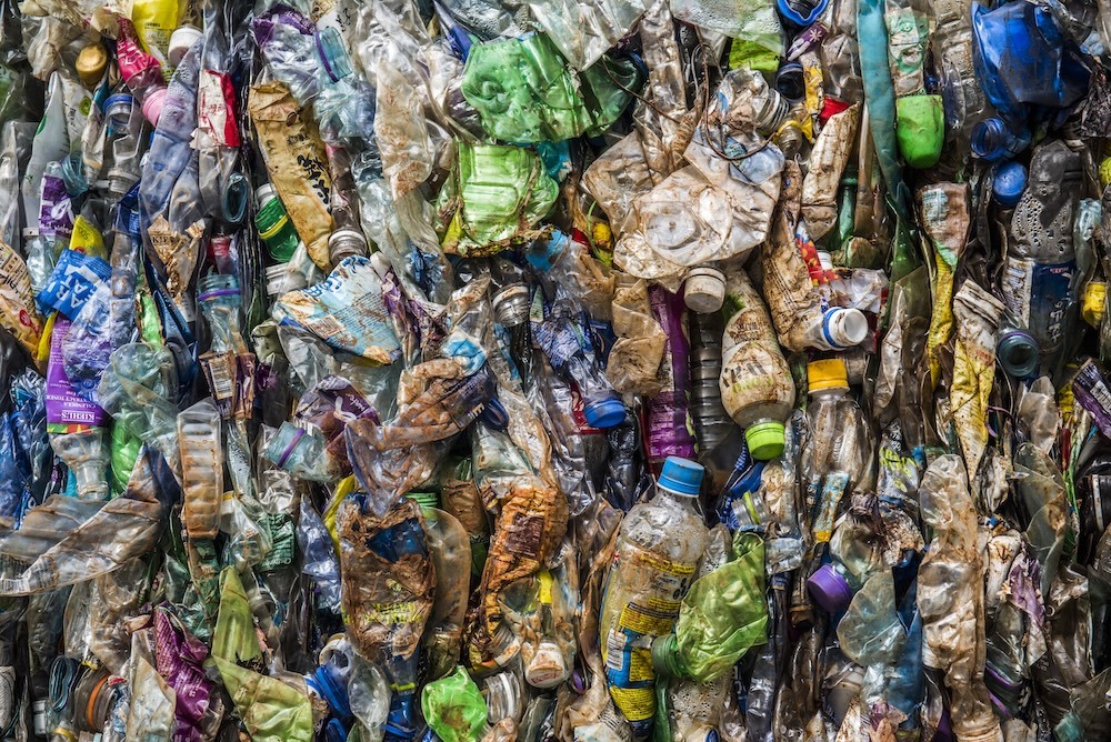 Plastic compacted at a recycling center