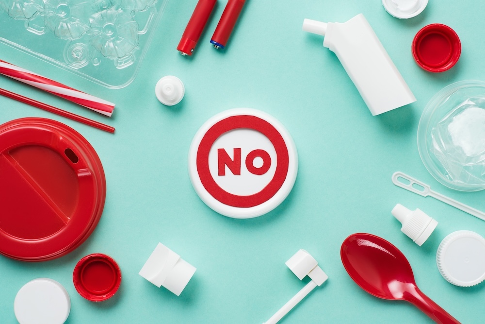 Sign that says no with plastic all around