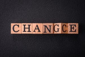 Wooden blocks spelling change and chance