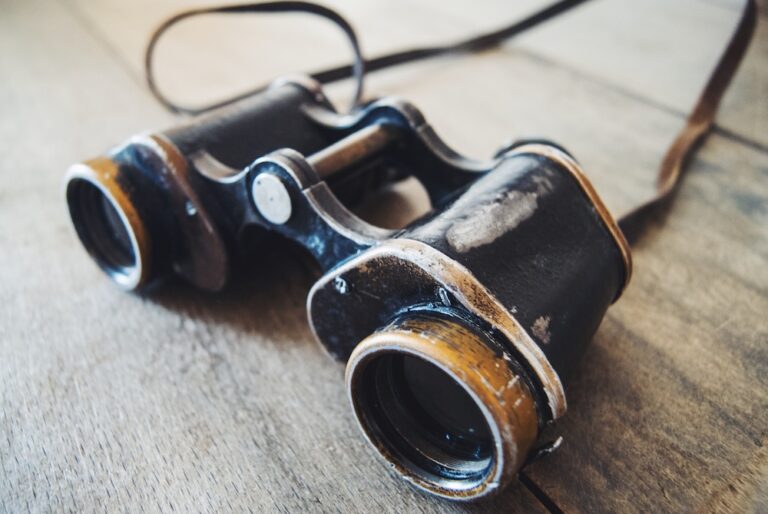 Vintage black binoculars with gold rim