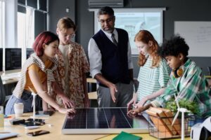 leadership teaching team about solar energy