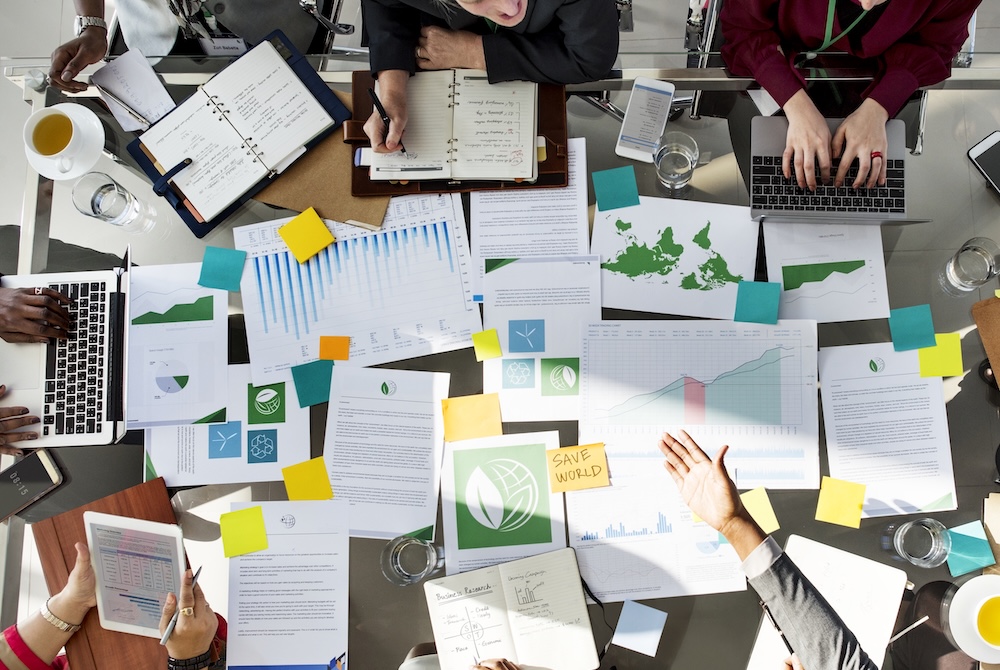 Business people discussing sustainable development goals