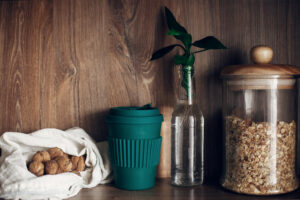 zero waste cups, jars, and bags