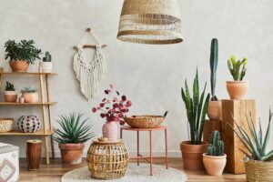 Plants mixed in with interior materials