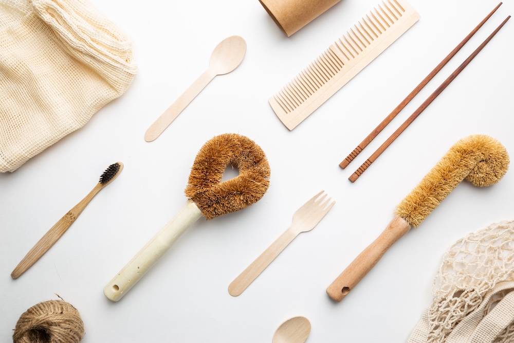 Zero waste plastic-free products on a table