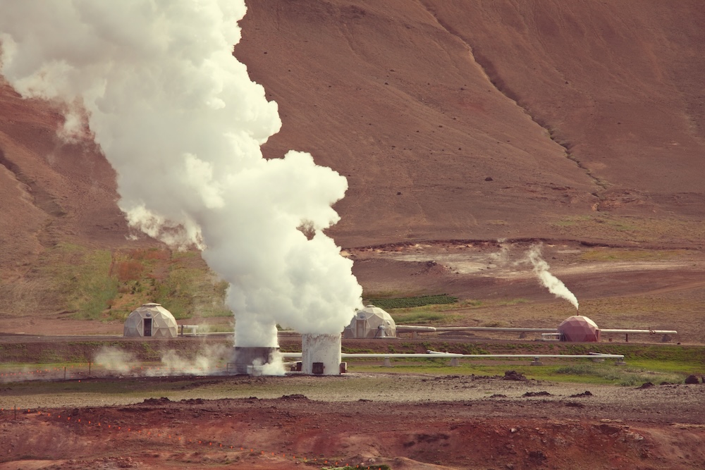 geothermal station with domes around