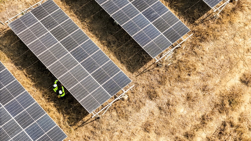 Solar panels lined up on solar farm