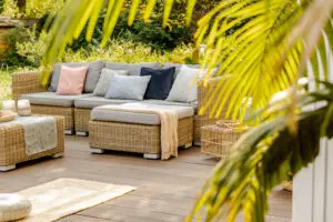 terrace furniture with clean outdoor cushions