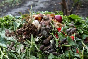 pile of compost in garden with different organic smells