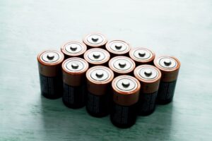alkaline batteries grouped together on a table