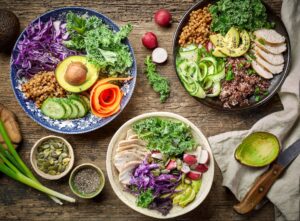 plant-based dishes for a complete meal on table