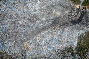 solid waste dump with garbage and runoff